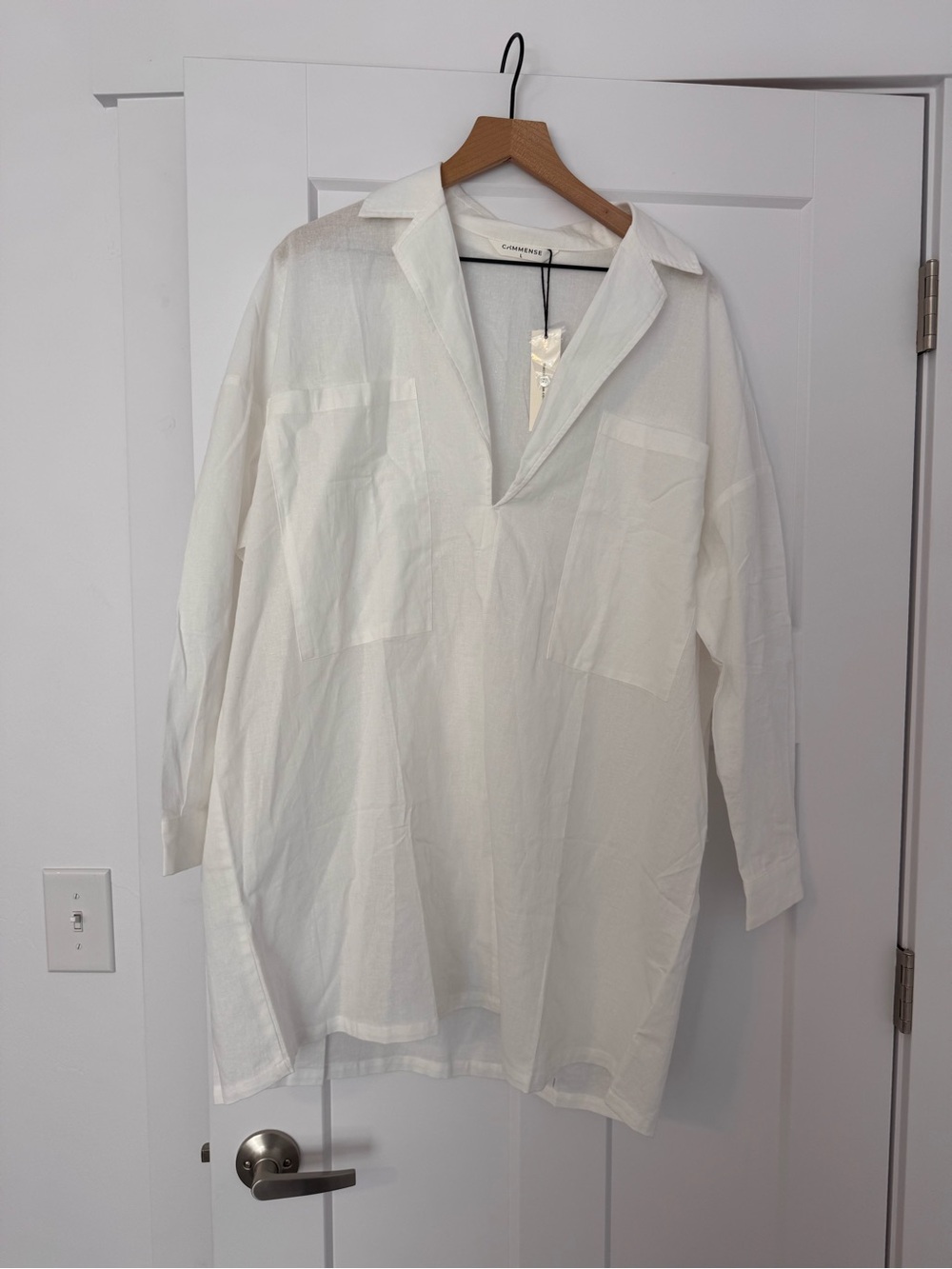 Commense White Oversized Linen Pocket Swim Cover-Up - Picture 2 of 2